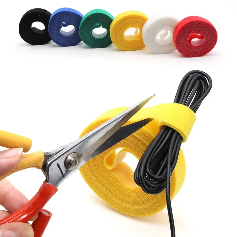 5m/roll Self Adhesive Tape Cable Ties Reusable Loop Bundle DIY Accessories Nylon Strap Organizer Clip Wire Holder Management