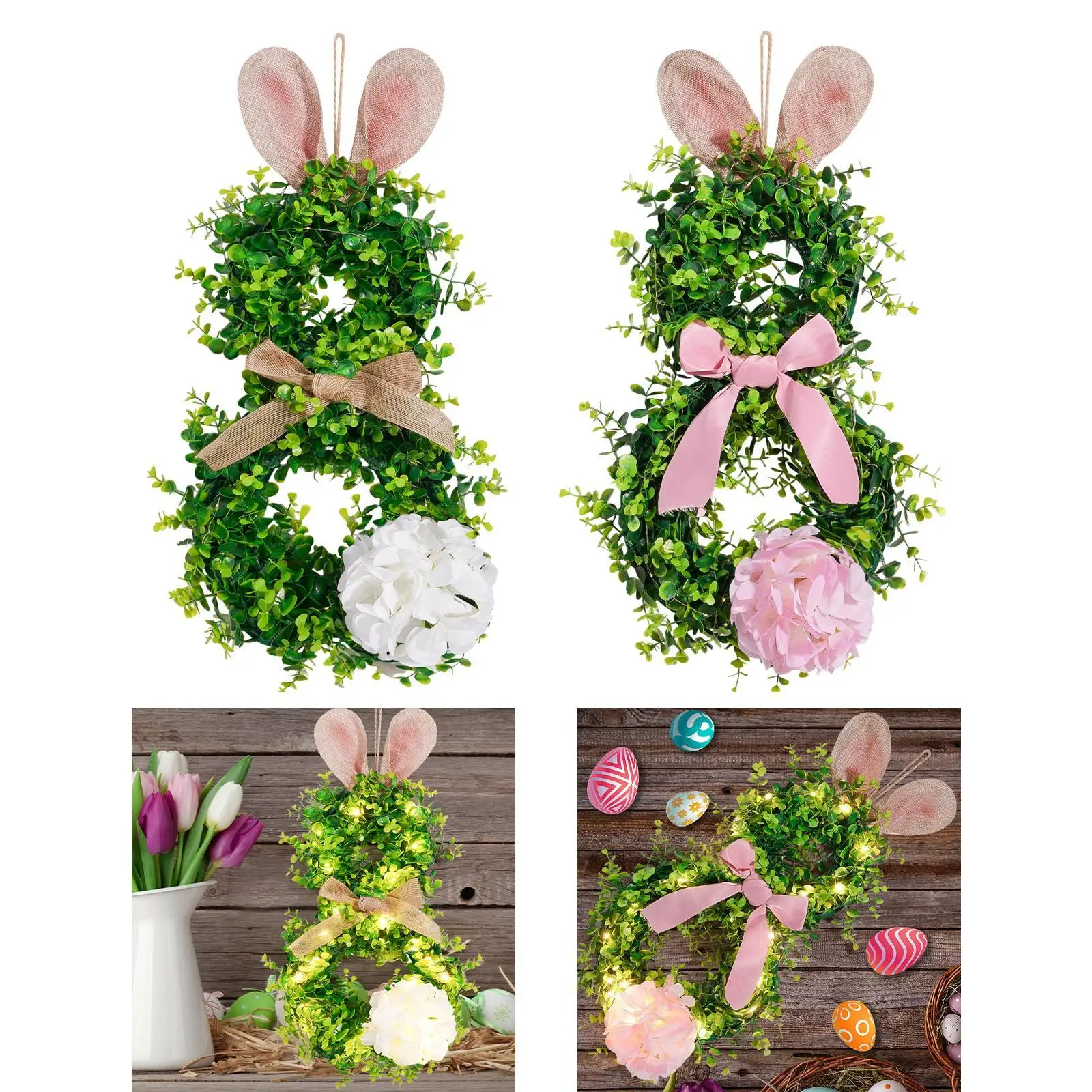 Front Door Easter Wreath Portable Pendant for Indoor Happy Easter Farmhouse