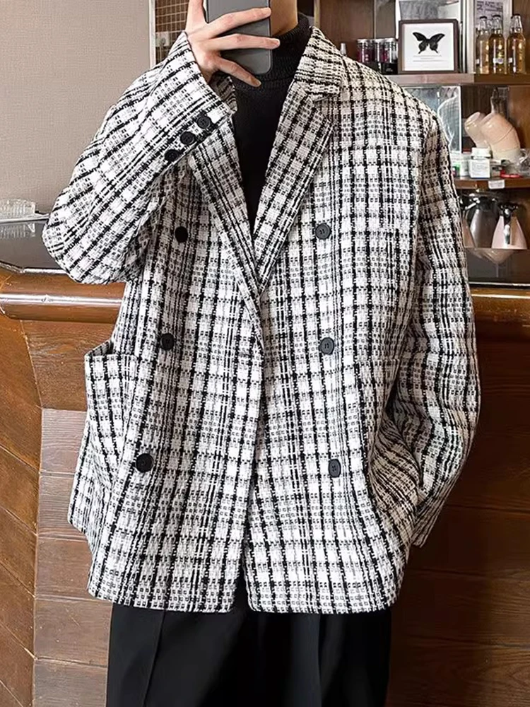 

Young Faion Men's Outerwear Brit Sle Quilted Lapel Jaet Casual Long Sve Autumn Season Faion Trend Button Decoration