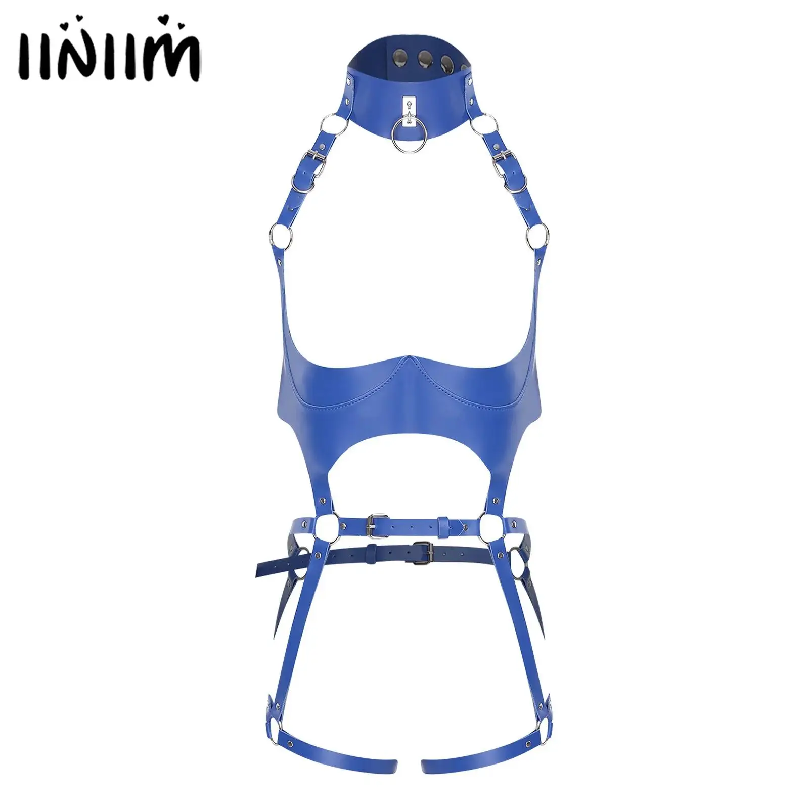 

Женский металлический уплотнительный ремень из искусственной кожи, колье и клетка для бюстгальтера, ажурный регулируемый ремень, ремни для тела, сексуальный костюм для ночного клуба