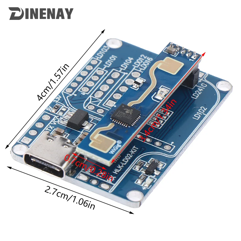 LD2410B Test Kit LD2410 FMCW 24G Smart Human Presence Status Sensing Radar Heartbeat Detection Sensor Module High Sensitivit