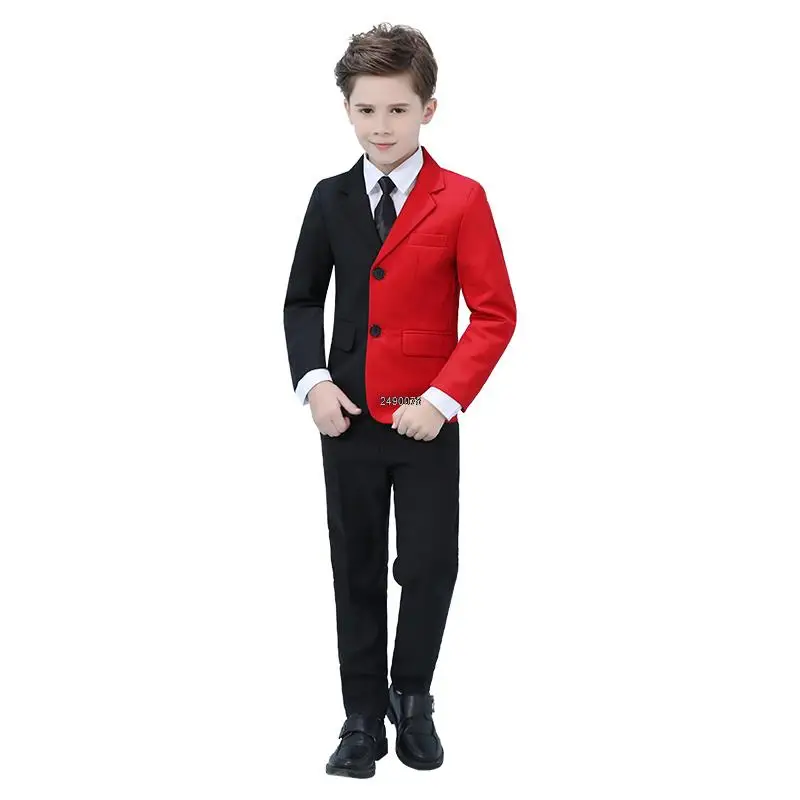 Flower Boy Patchwork Ceremony Suit Kids Formal Jakcet Vest Pants Wedding Tuxedo Dress Children Birhtday Party Photograph Costume