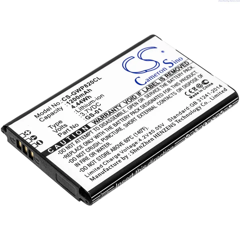 Batería para teléfono inalámbrico 3.7V 1200mAh GS-01 para Grandstream WP820, DP730, WP810, GMD1208