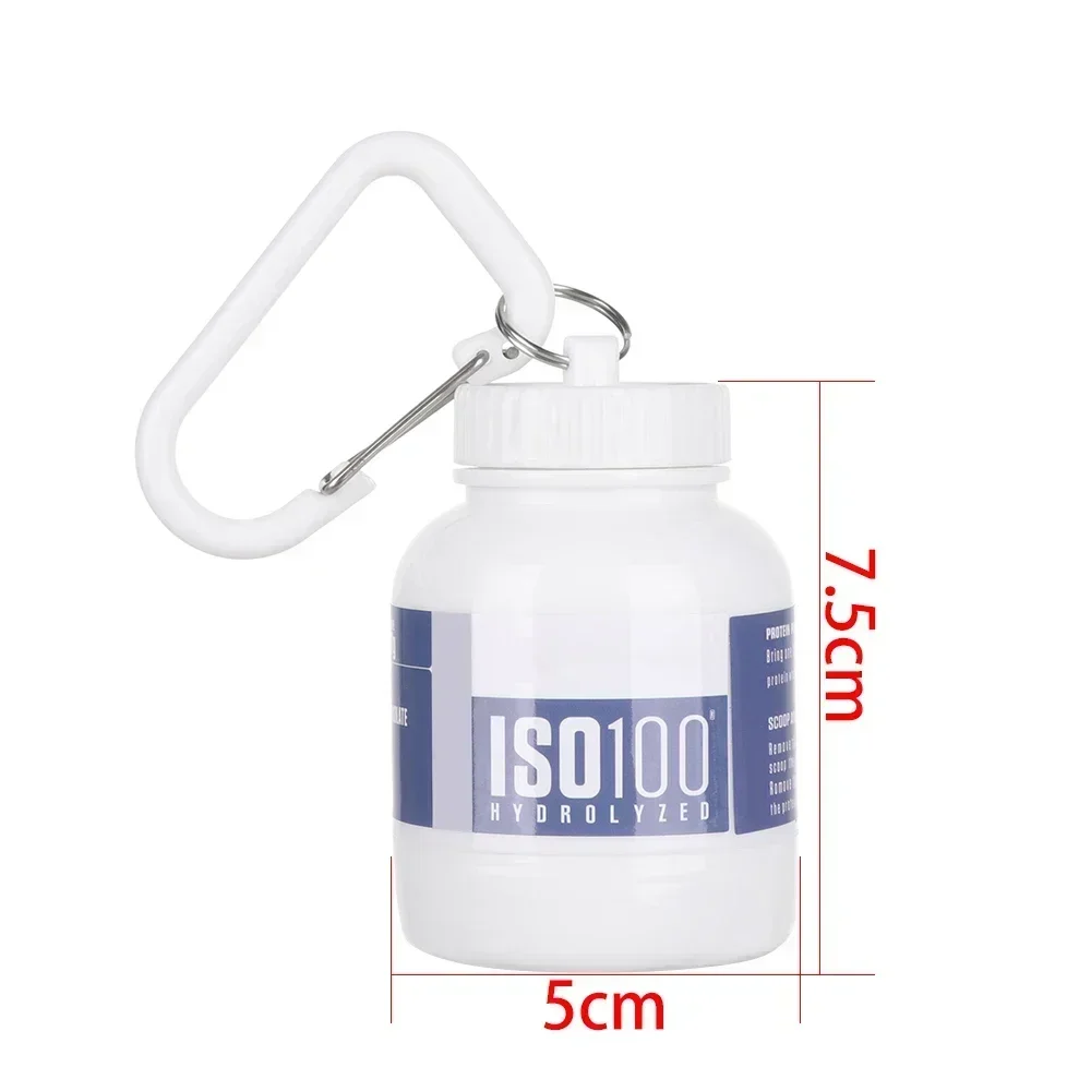 20PCS Mini Portable Protein Powder Bottle with Keychain 100ML Healthy Funnel Pill Bottle Fitness Goodies Easy To Carry