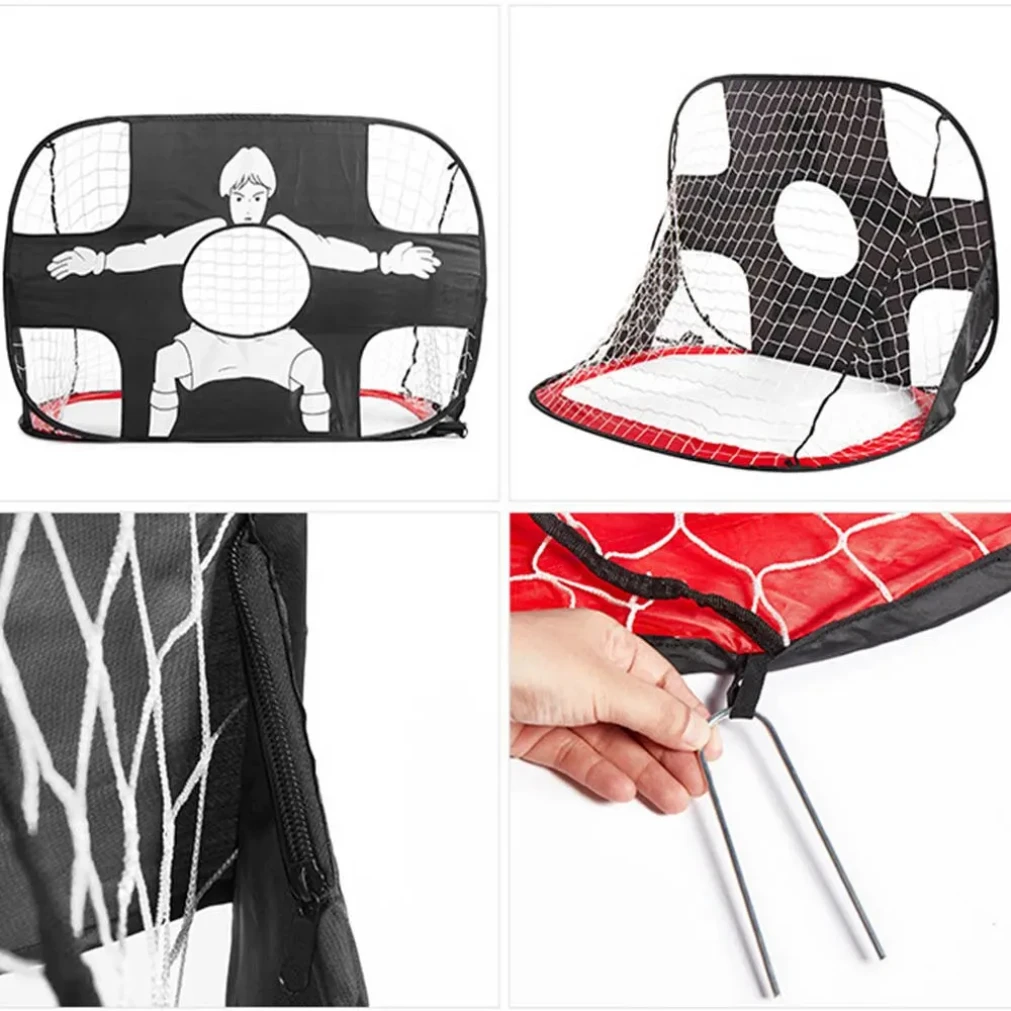 Gawang Sepak Bola Lipat Nilon, Gawang Sepak Bola untuk Anak-anak dan Dewasa, Jaring Sasaran Sepak Bola untuk Latihan di Taman Bermain, Halaman Belakang, Dalam dan Luar Ruangan