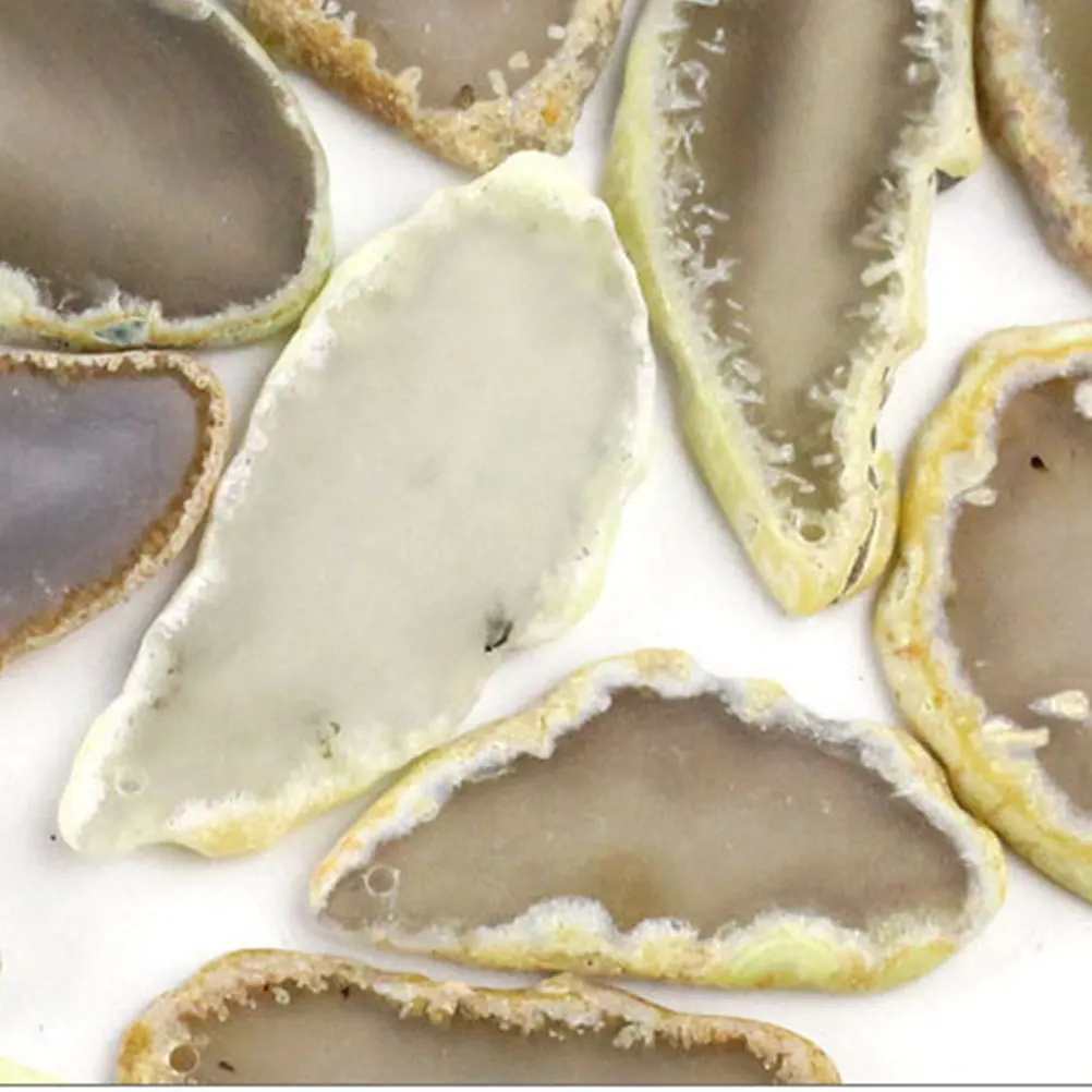 

5Pcs Agate DIY Pendant Charm Natural Stone Slice Irregular Shape Plating Brim Perfect for Necklace Bracelet Jewelry Making