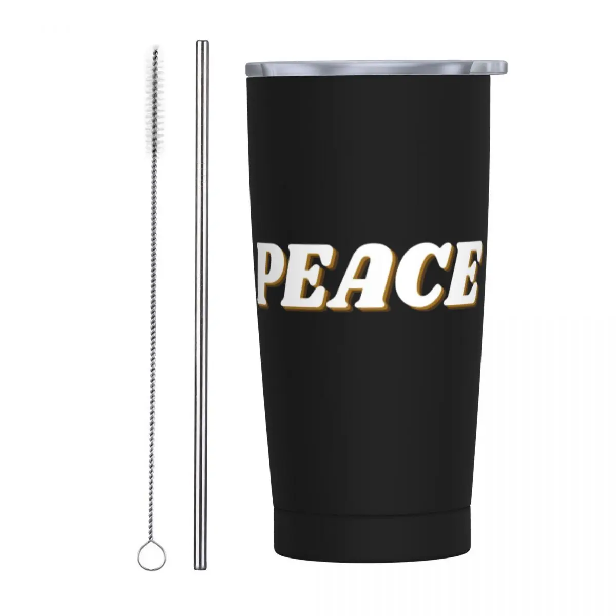 Stainless Steel Tumbler Peace Thermal Mug With Straws and Lid Global Portable Hot Drinks Car Mugs Beach Custom Water Bottle