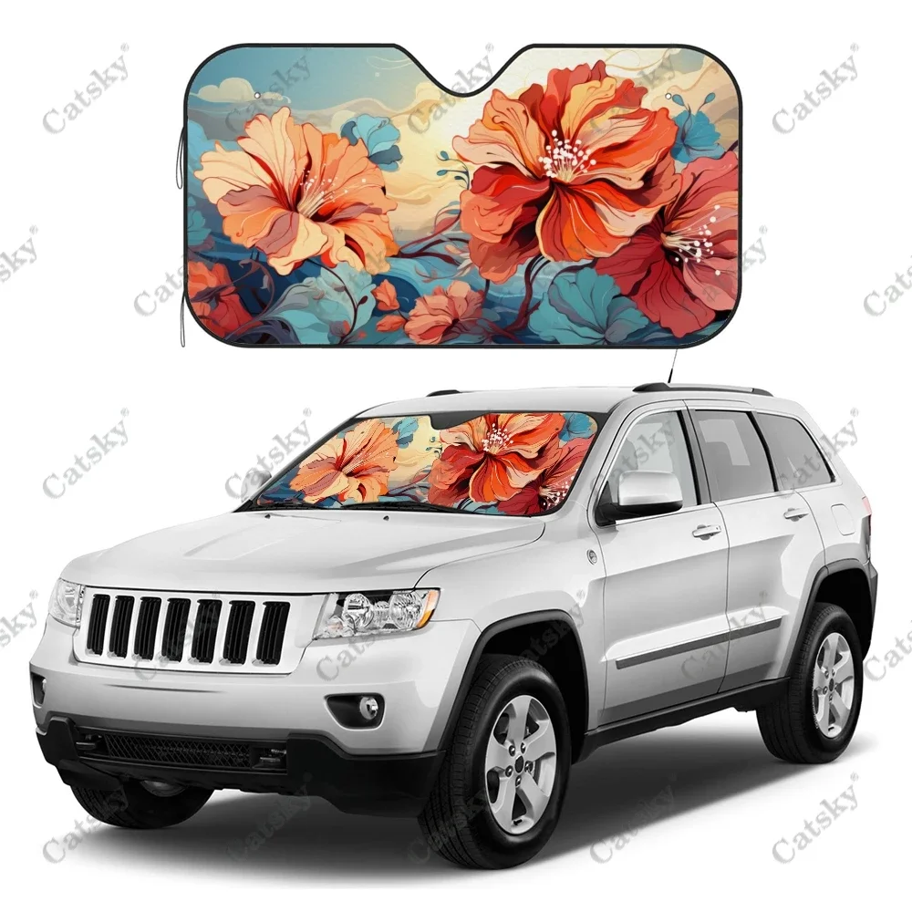 

Fantasy Art Fractal Flowers Car Windshield Sunshade, Front Auto Car Windshield Sun Shade Blocks Uv Rays Sun Visor Protector
