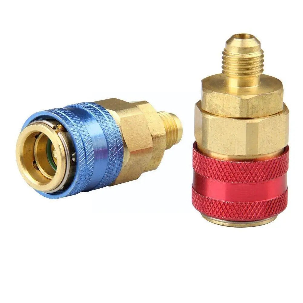 R134A Low High Auto Car Quick Coupler Connector Brass Car Adjustable Conditioning AC Gauge Air Adapters Refrigerant Manifol K7Q2