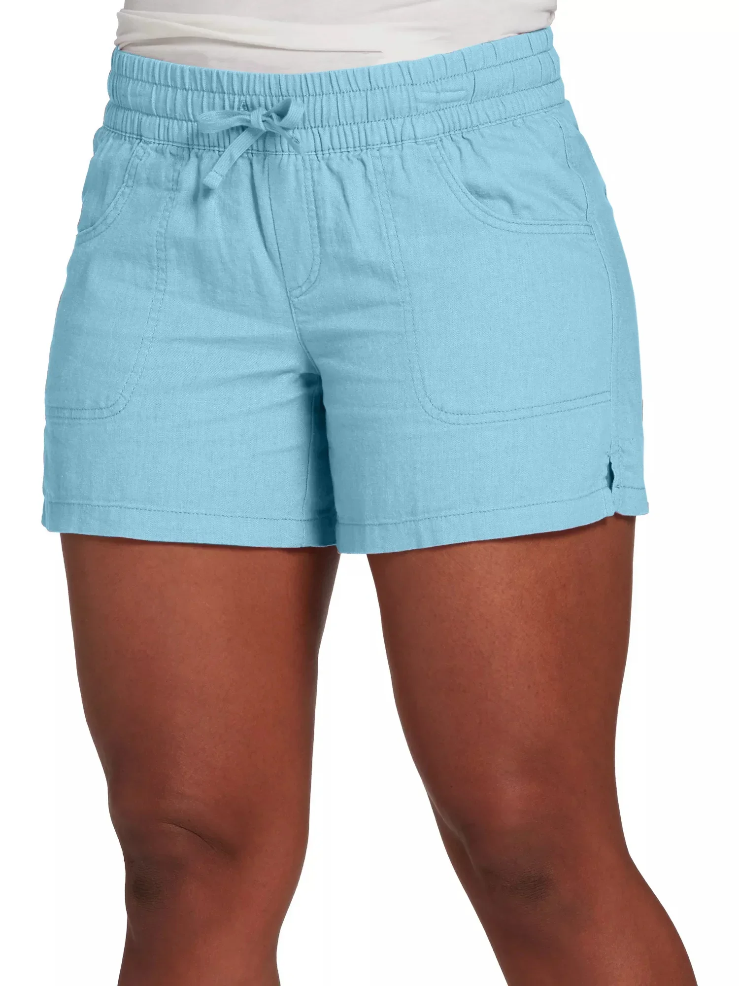 Women Fashion Casual Solid Color Elastic Waist Split Shorts Casual Short Pants