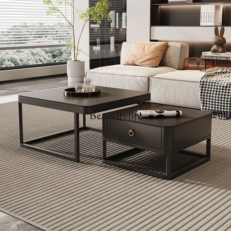 

New Arrivals New styleNN NNItalian rock slab coffee table modern simple small apartment living room coffee table combinationss 7