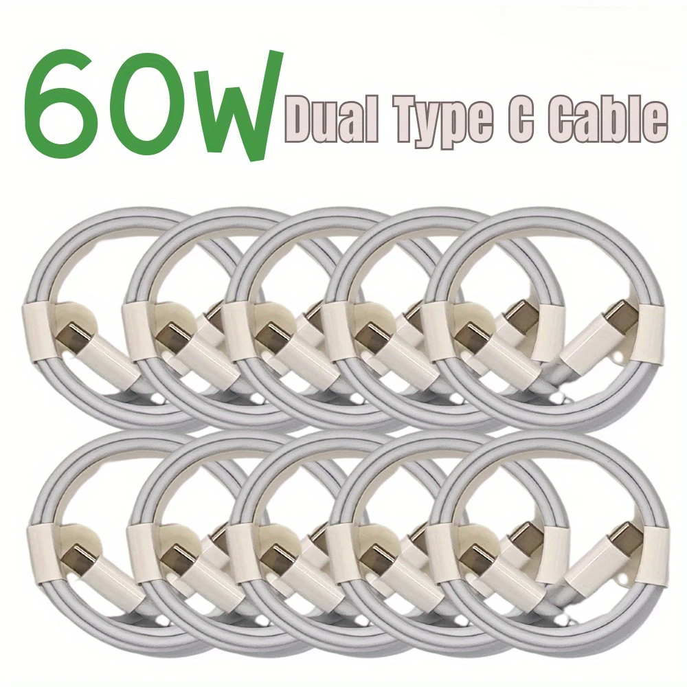 

MFIGlGK 10pcs For Samsung For iPhone 15 10pcs 60W USB-C To Type-C Cable 6FT PD Fast Charger