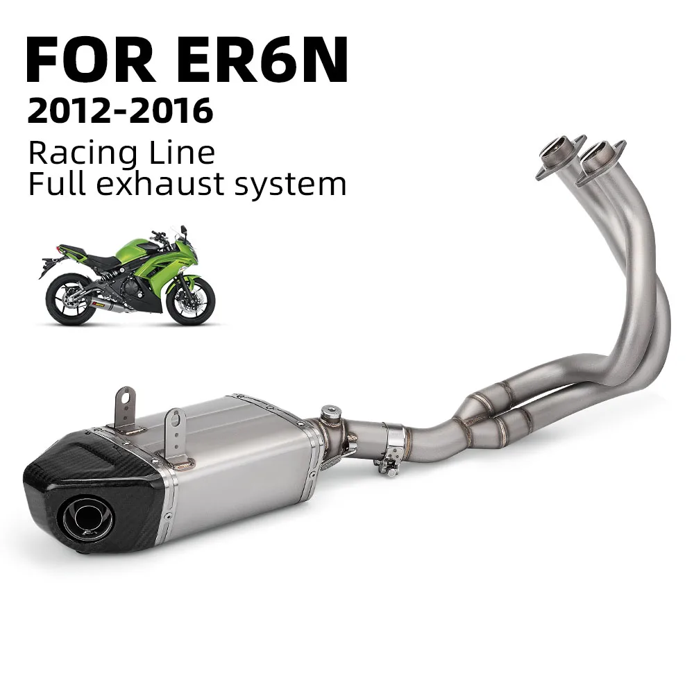 

Slip on Motorcycle Exhaust Full System Front Link Pipe Box Muffler Escape Moto bottom row For Kawasaki ER6N 2012-2016