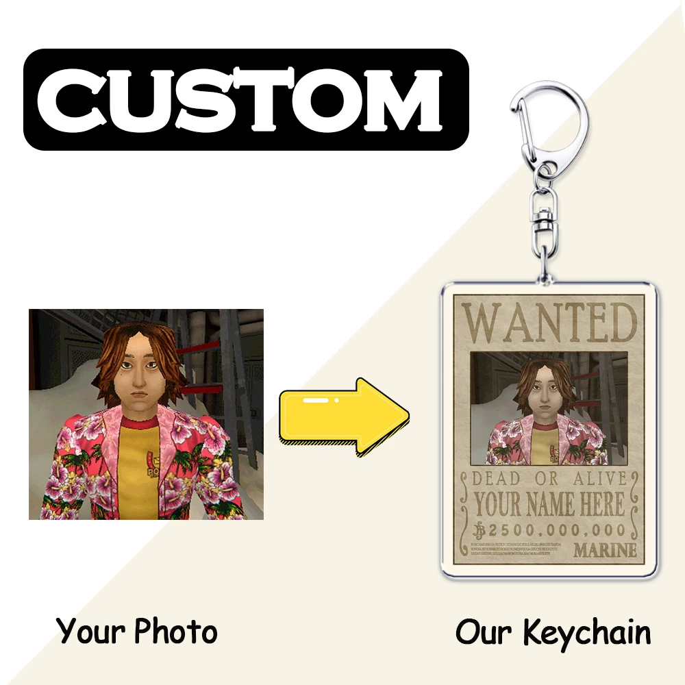 Creative Custom Wanted Poster Keychain Key Chain Photo Customized Image Picture Personalized Keyrings Friends BirthdayGifts