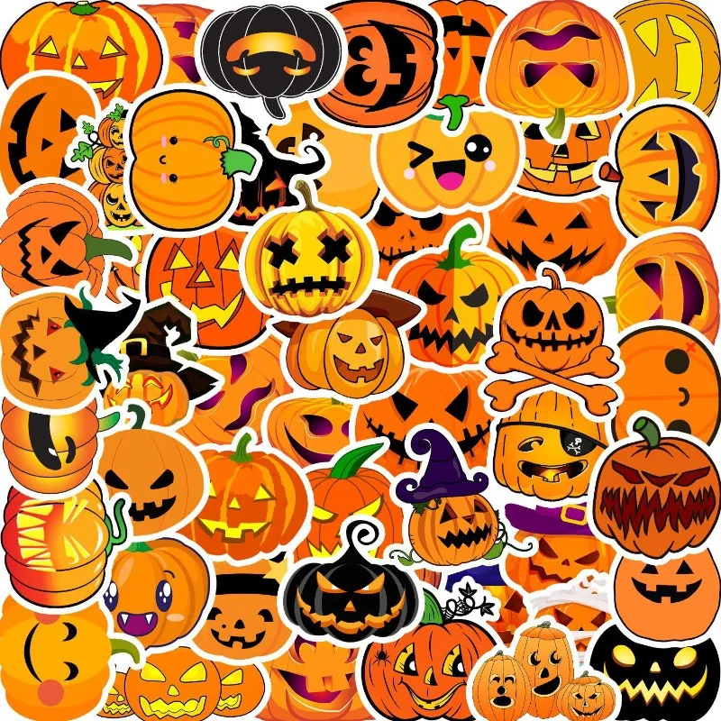 

50PCS Halloween jack-o-lantern holiday decoration graffiti sticker car mobile phone water cup waterproof sticker