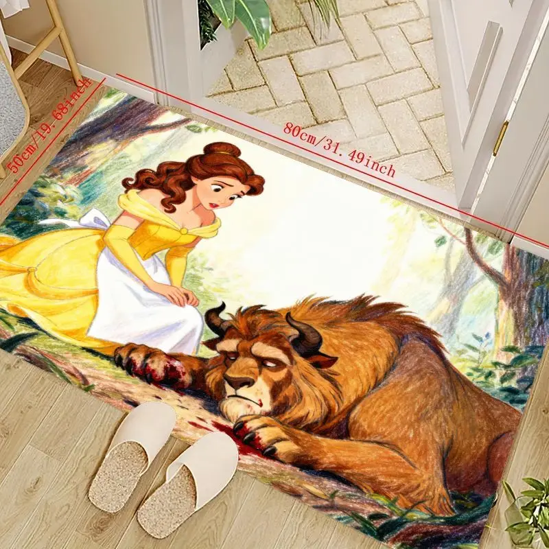 

1PC Disney Beauty and the Beast Belle and Beast Carpet for Living Room Home Decor, Soft and Cozy Large Floor Mat for Kids Play A
