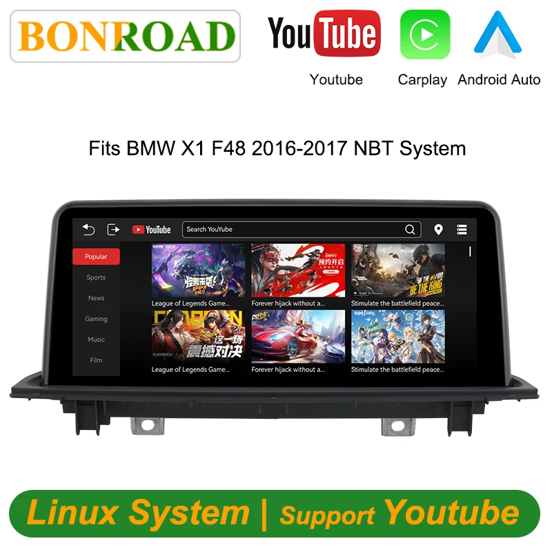 Display multimediale per auto BMW X1 F48 2016-2020 NBT EVO con CarPlay senza fili, Android Auto e Mirrorlink