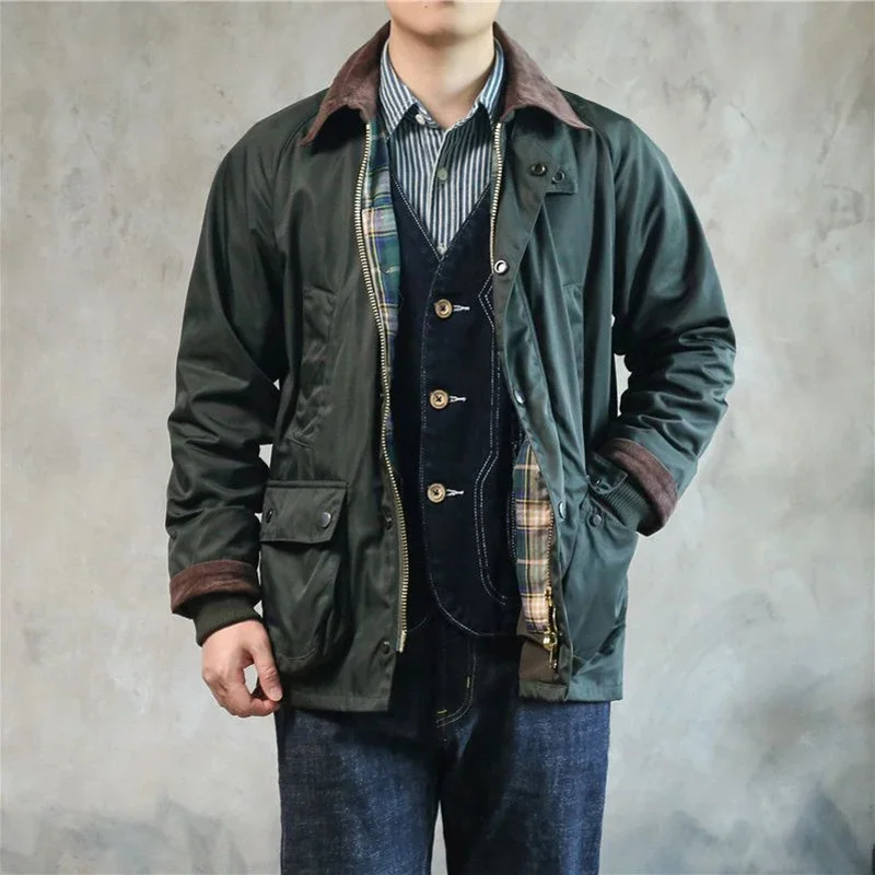 Chaqueta Cortavientos Impermeable Vintage Americana de Caza para Hombre con Solapa, Estilo Británico, para Primavera, Otoño e Invierno 2026Nueva Colección 2026ss