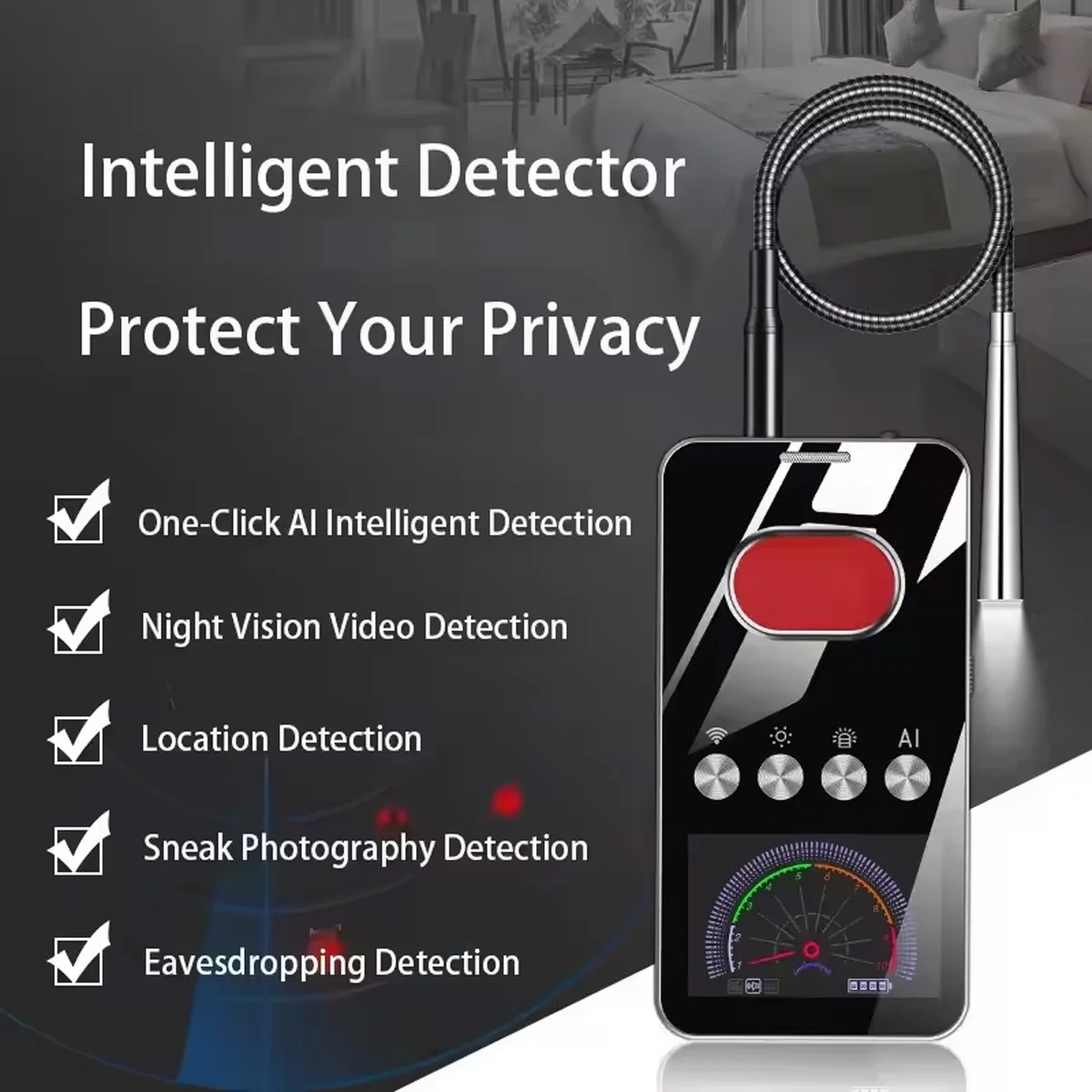 Rilevatore anti-spia con scansione intelligente AI, protezione contro la sorveglianza in vari scenari Rilevatore localizzatore GPS
