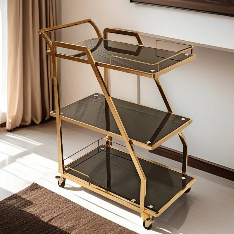 Cross-border three-layer dining cart trolley food delivery cart hotel special rack stainless steel trolley wine cart