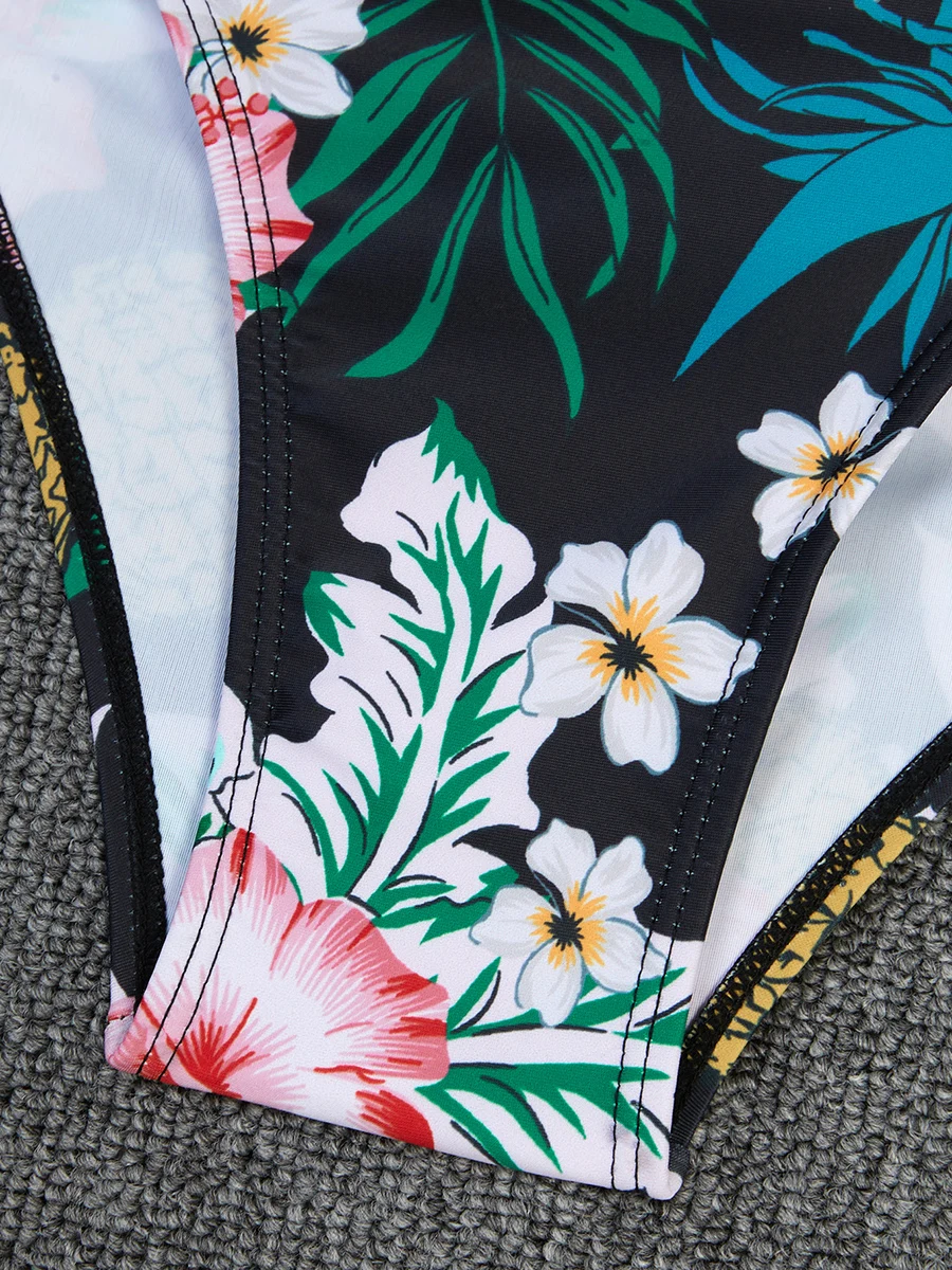 2024 Large Plus Size High Waist Floral Swim Briefs Swimsuit Women Swimwear Female Bathing Swimming Swim Suit Beach Bathers