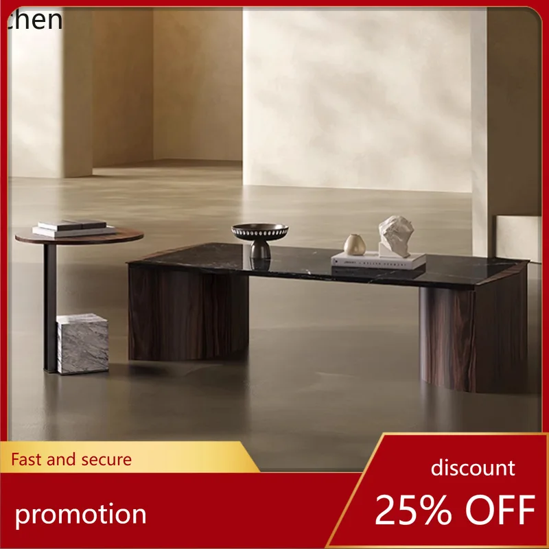 

HT marble coffee table living room home light luxury modern small apartment wabi sandy wind square minimalist combination