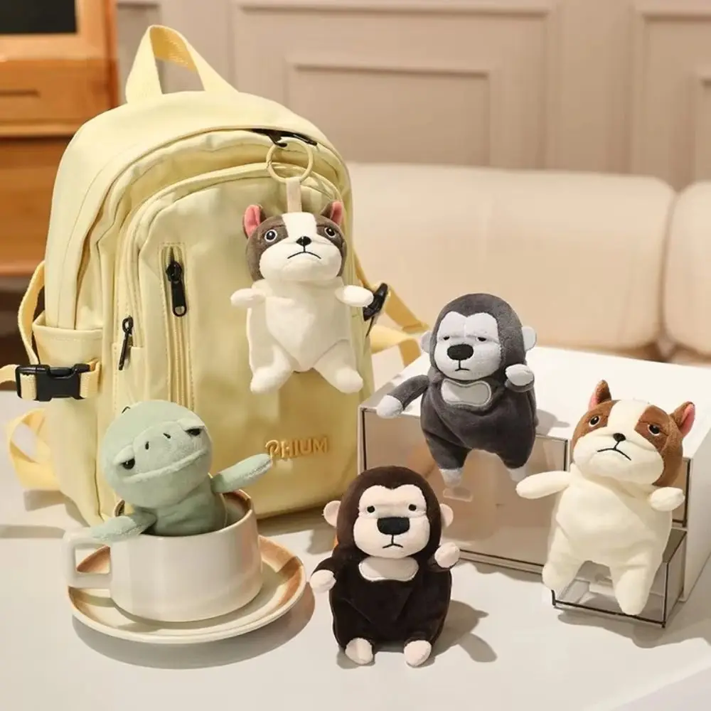 Mini Size Turtle Pendant Soft Fluffy Cartoon Design Gorilla Stuffed Compact Style 13cm Monkey Keychain Office Desk Decor