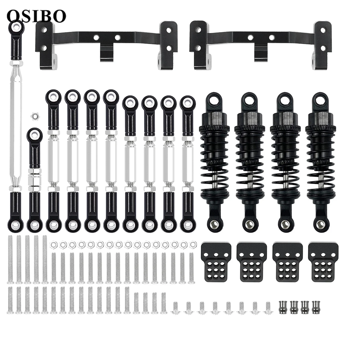 Metal Chassis Link Rod Pull Rod Mount Holder Shock Absorber Sets For WPL C14 C24 MN D90 MN99S RC Car Upgrades Parts Accessories