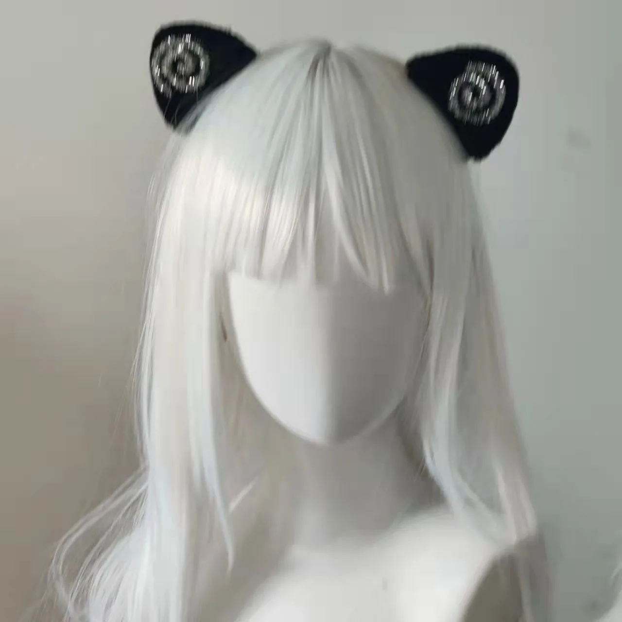 1 paio di forcine per orecchie di gatto in peluche nero morbido bella Clip per capelli con orecchie di animali pelosi Y2K accessori per capelli Cosplay ragazza dolce