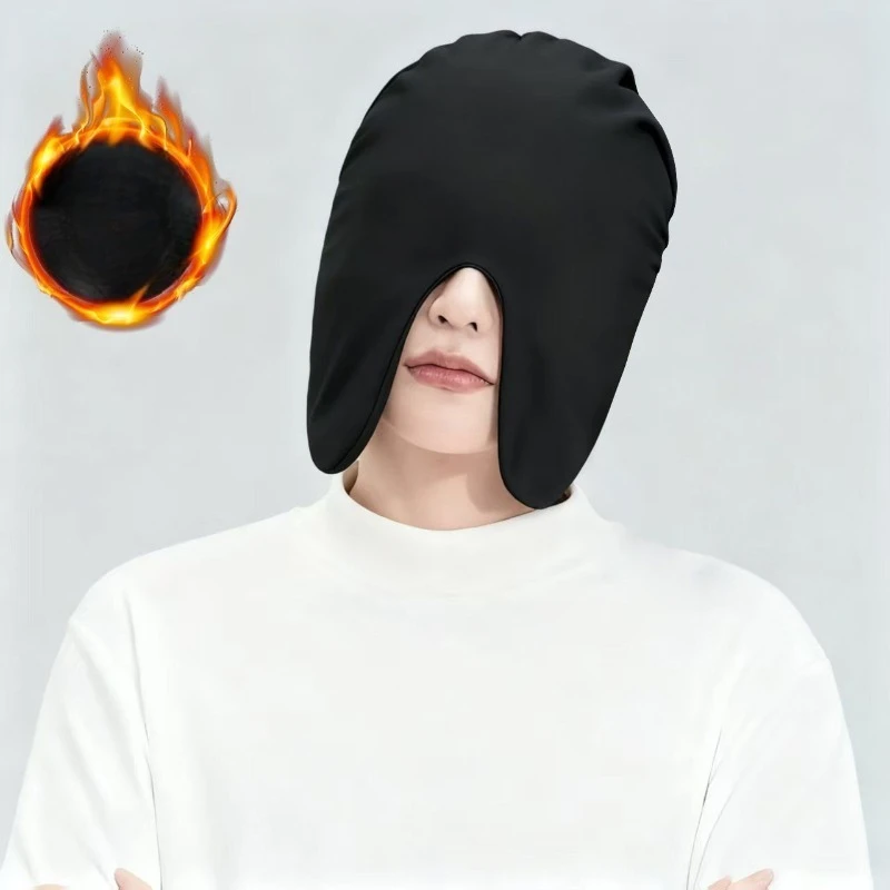 قبعة نوم مخملية حرارية مزدوجة الجوانب للشتاء مقاومة للرياح تحجب الضوء قبعة نوم دافئة لتخفيف الصداع للجنسين أغطية رأس ليلية