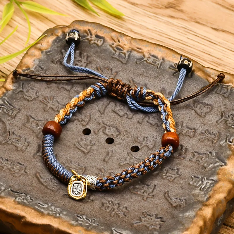 

Chinese Ethnic Style Pure Hand Woven Classical Hand Rope Colorful Rope Adjustable Bracelet Retro Personalized Accessory