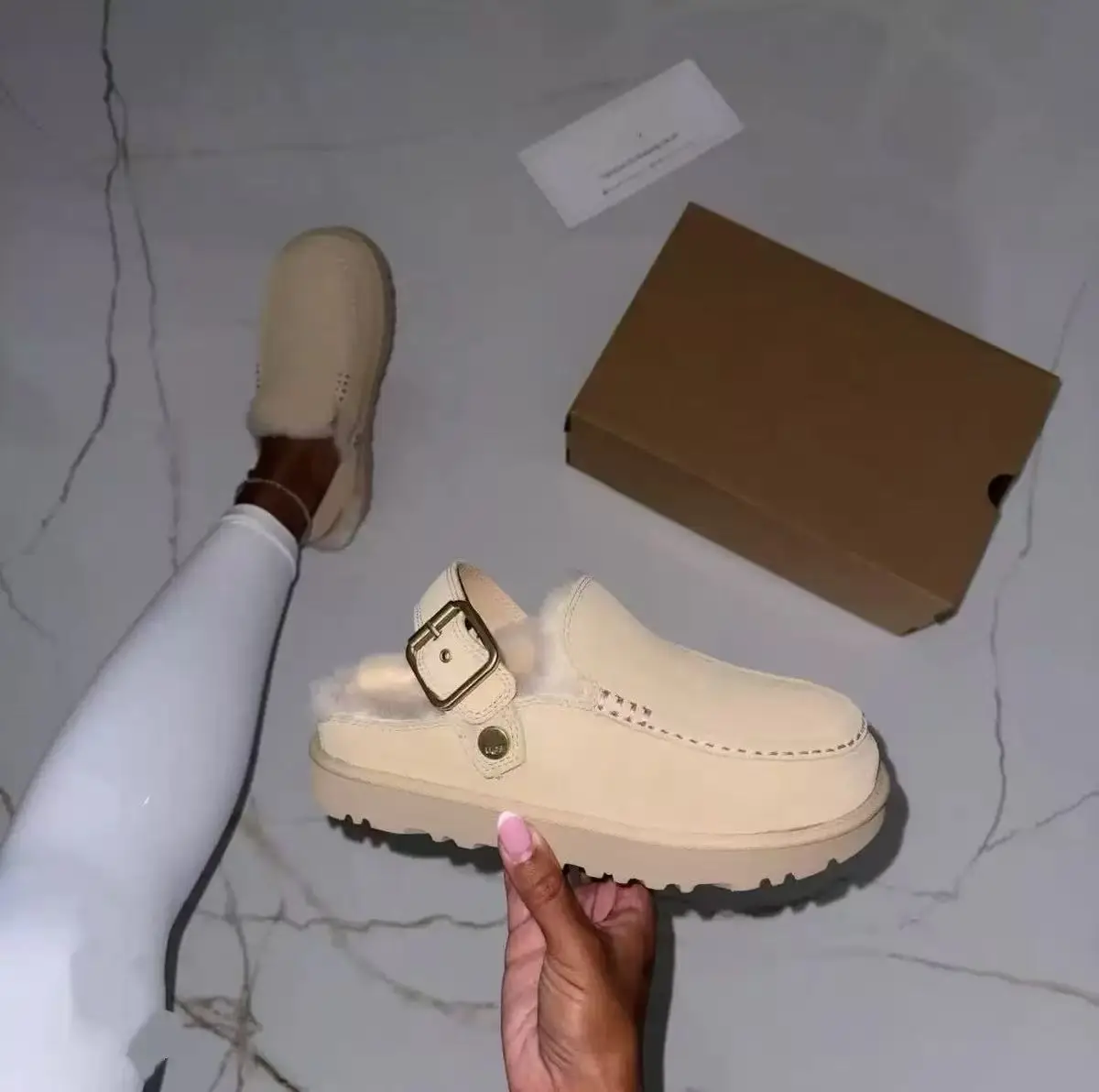 2026 Neue Winter-Hausschuhe aus Schafwolle mit integrierter, dicker Sohle für Damen, Retro-Zehenwickel-Müller-Schuhe für den Außenbereich – Detail 17