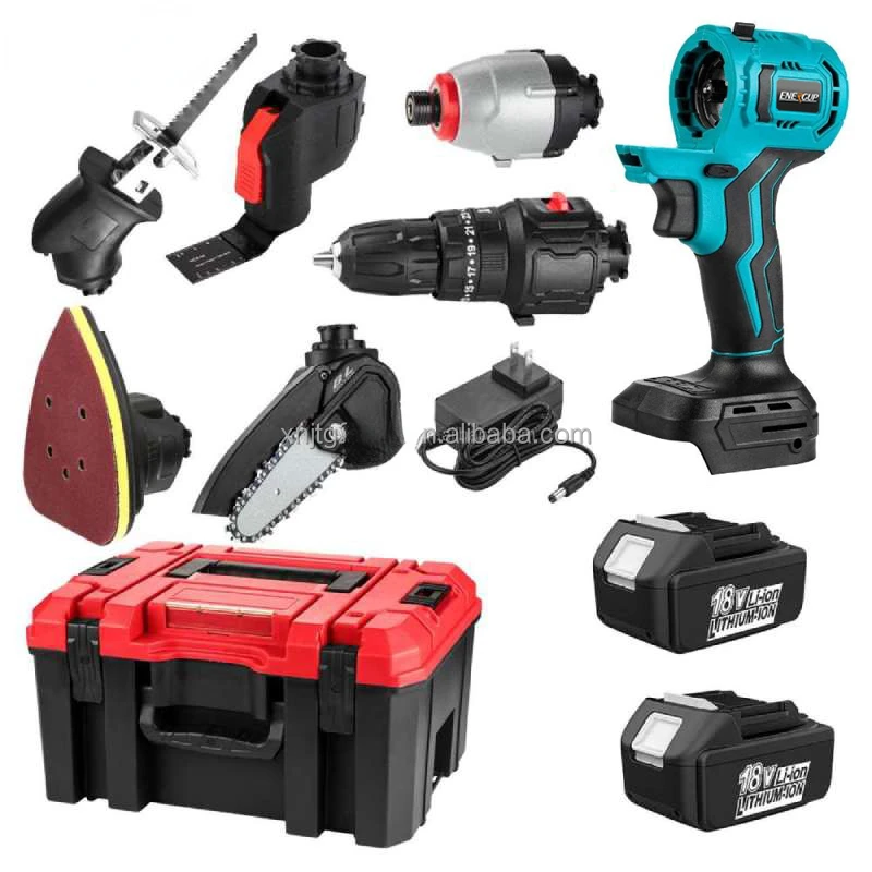 USA/EU/BR stock 6 In 1 Cordless Impact Drill Sander Reciprocating Saw 4 Inch Chainsaw Impact Driver Power Tool Sets For Garden