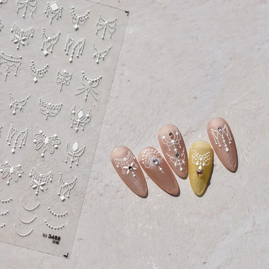 Gold Silver Dot String Butterfly Moon Star New Bronzing High Quality Adhesive Nail Stickers Decorations Decals Design T-3458