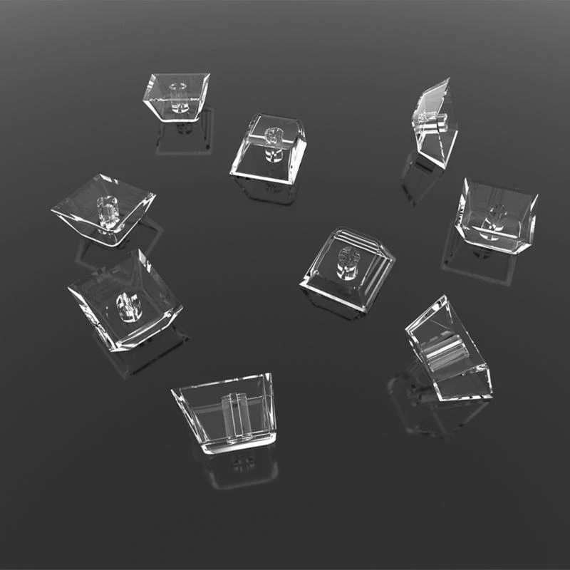 587B 20Keys Original Height Crystal Keycaps 1U Backlit Keycaps with Transparent Layer for Mechanical Keyboards