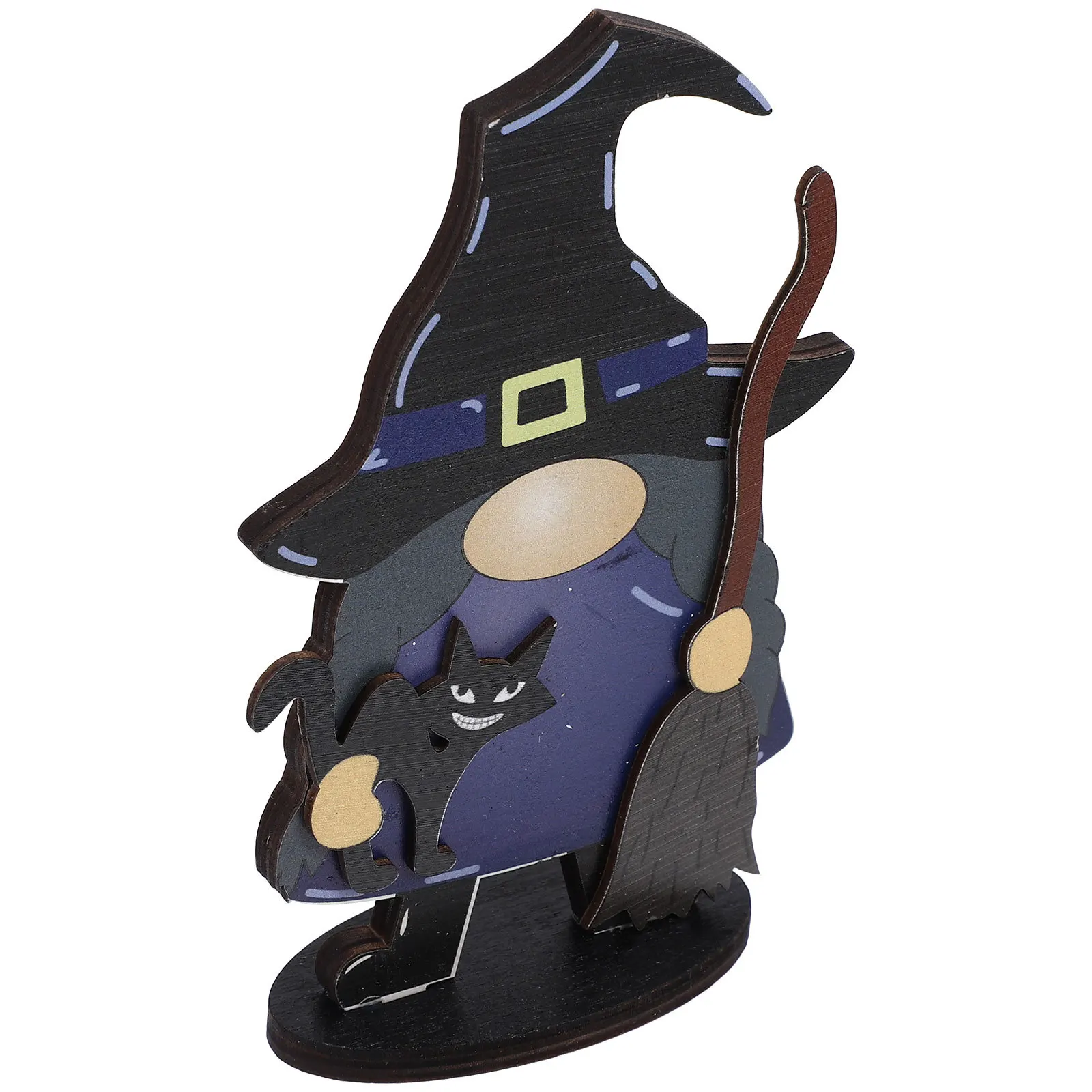 

Wooden Gnome Witch Decoration Halloween Table Centerpiece Lightweight Mini Craft For Party Home Desktop Ornament