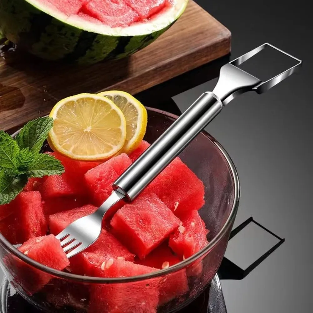 High Quality 2 in 1 Watermelon Cutter Silver Stainless Steel Fruit Slicer Multi-purpose Double Head Use Kitchen Tool Kitchen