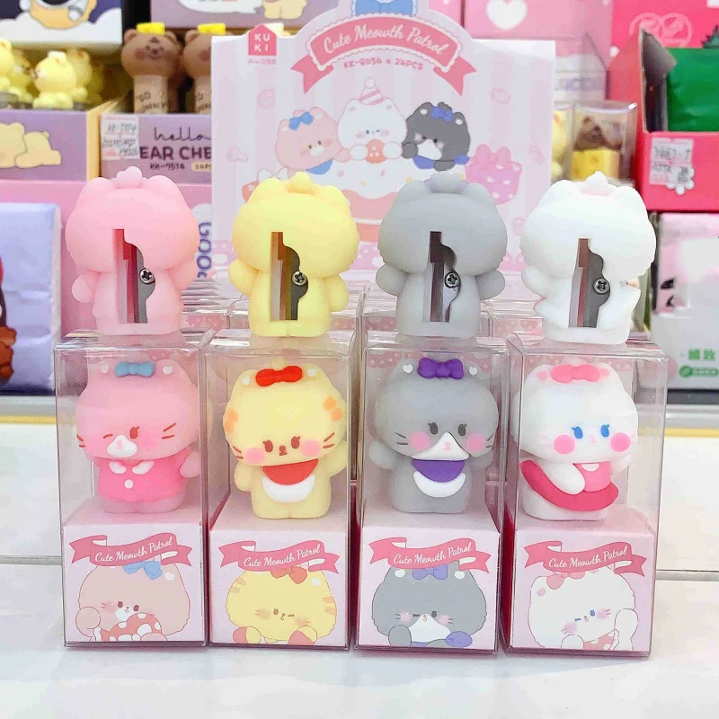 24 pcs/lot Kawaii Cat Pencil Sharpener Cute Hand Mechanical Cutter Knife Stationery Gift School Supplies