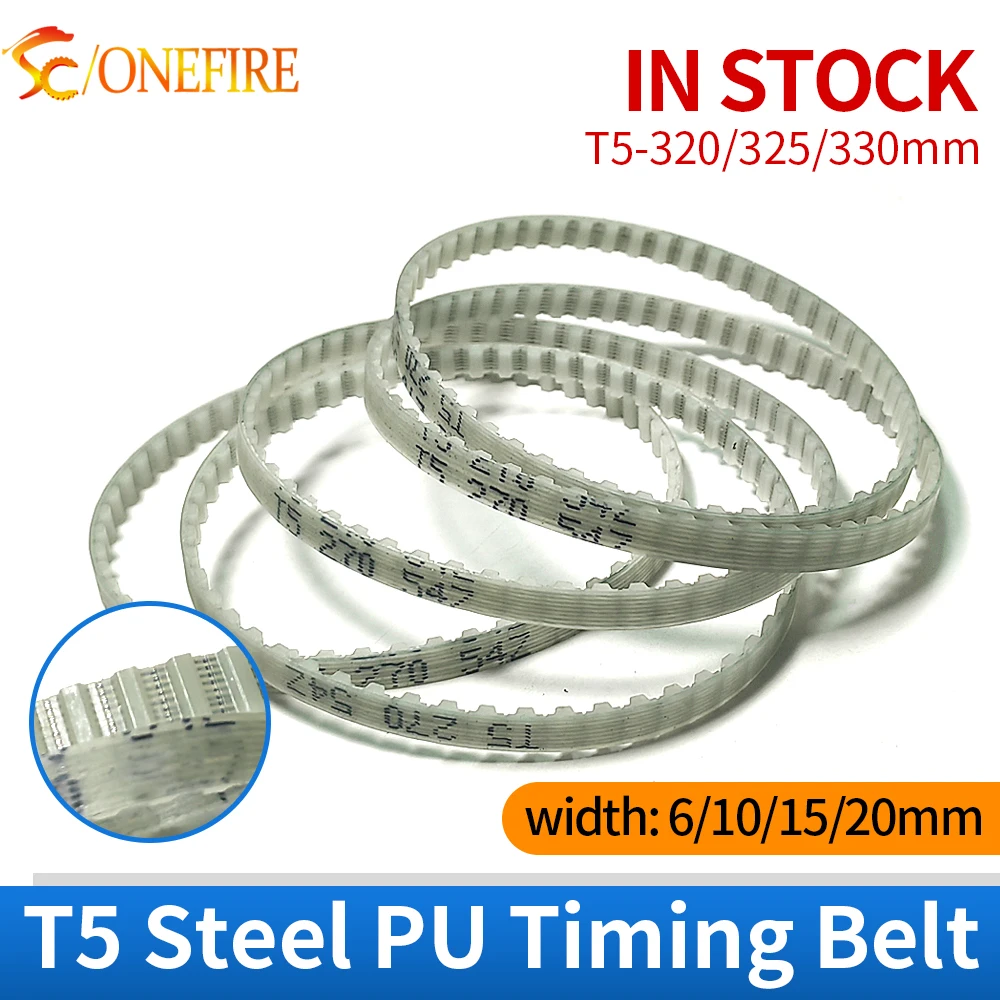 

T5 Trapezoidal Tooth Polyurethane Timing Belt T5 320/325/330 Width 6/10/15/20mm Transparent PU Synchronous Belt