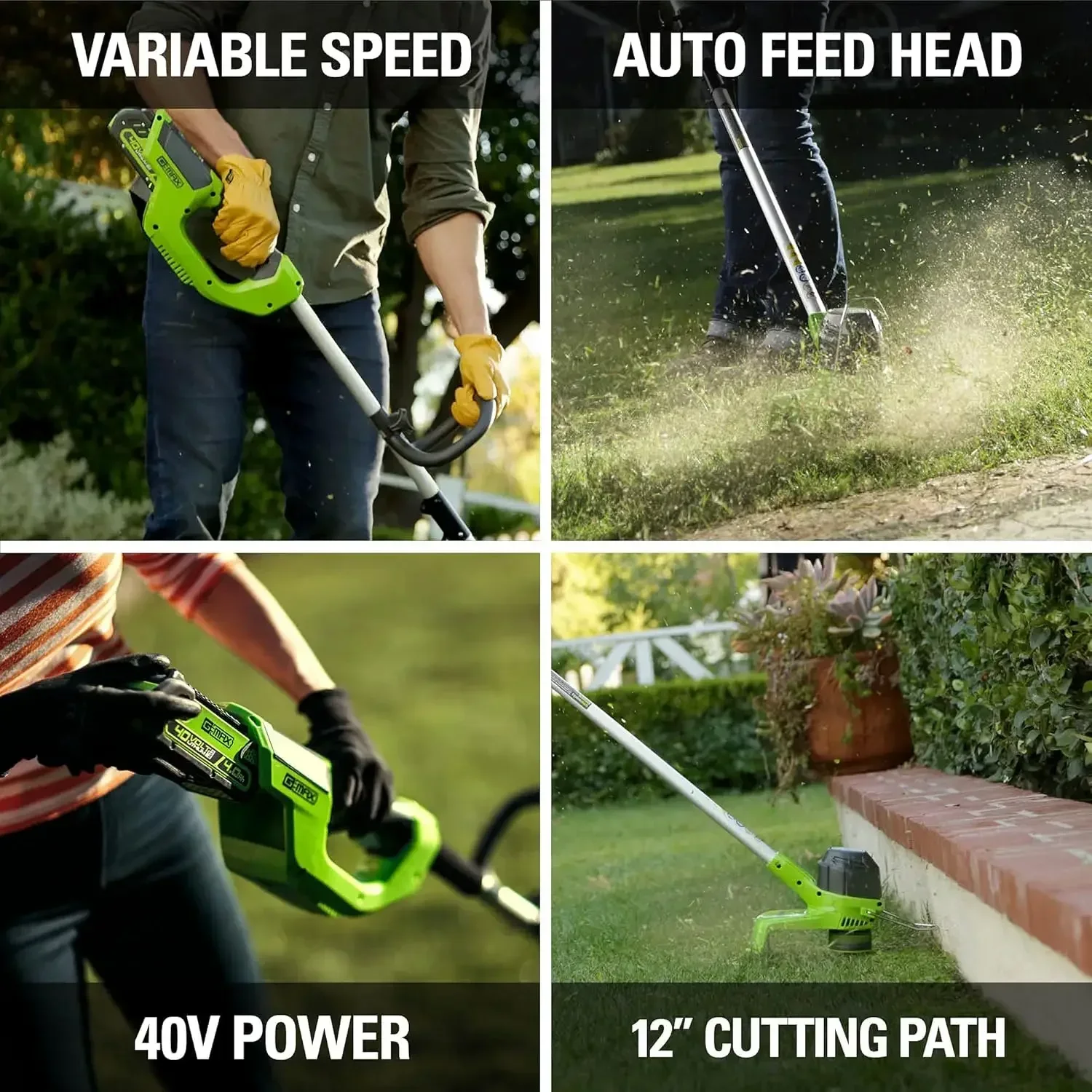 40V Cordless String Trimmer + Leaf Blower Combo Kit, 2.0Ah Battery and Charger Included