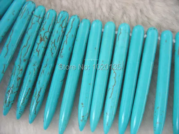 green howlite turquoise necklace graduated bullet 18inch wholesale beads 20-50mm