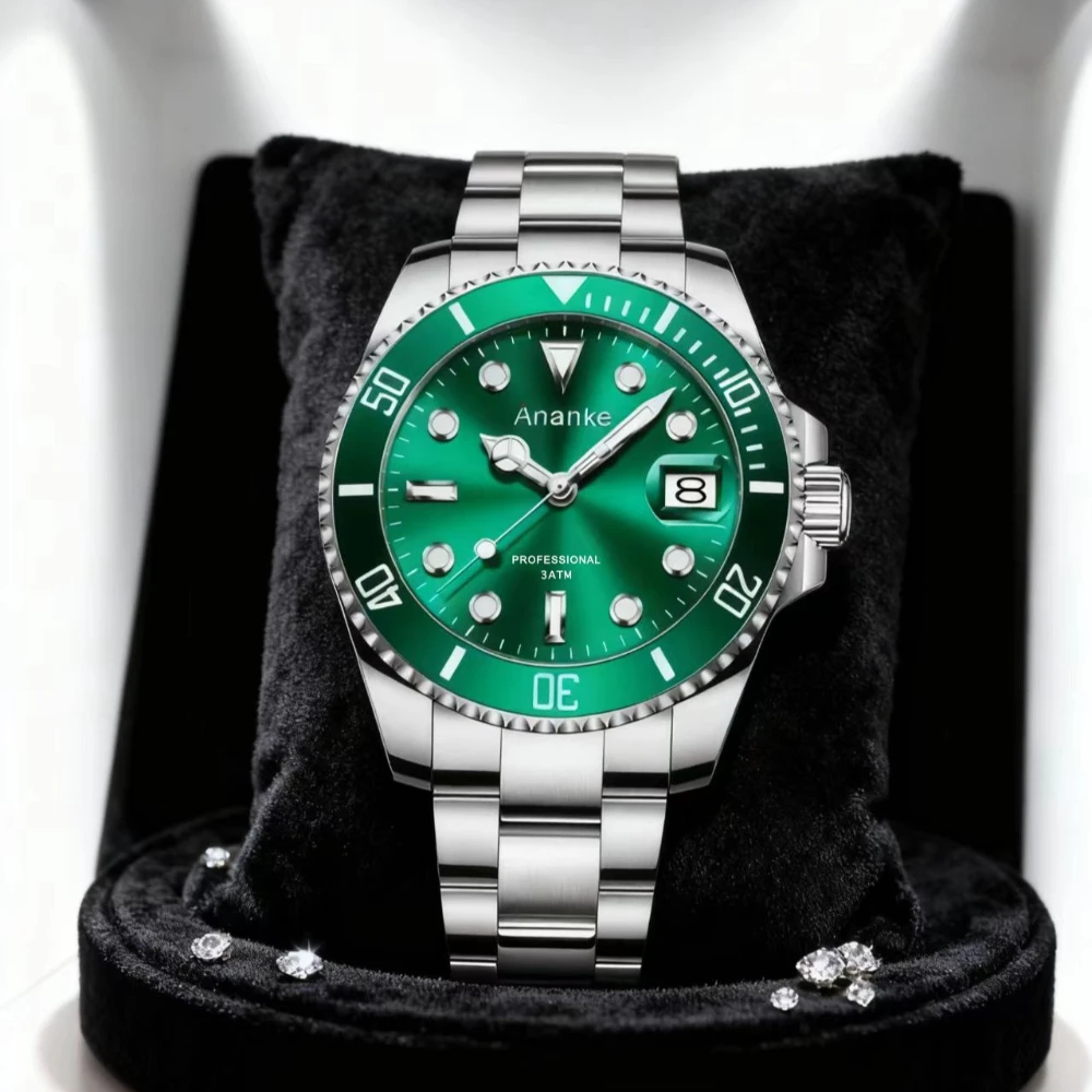 

2025 New Men Luxury Sports Watches Quartz Wristwatches Waterproof Stainless Steel Strap Luminous Auto Date Casual Dress Watch