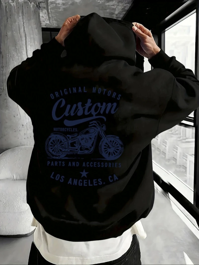 

2025 Autumn and Winter Hoodie A Reversible Sweatshirt Motorcycle Enthusiasts High-end Luxury Is for Both Men and Women Top Y2k