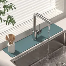 Solid Color Sink Faucet Mat Diatomite  Absorbent Faucet Splash Guard Drain Pad Kitchen Bathroom Countertop Protector Rug
