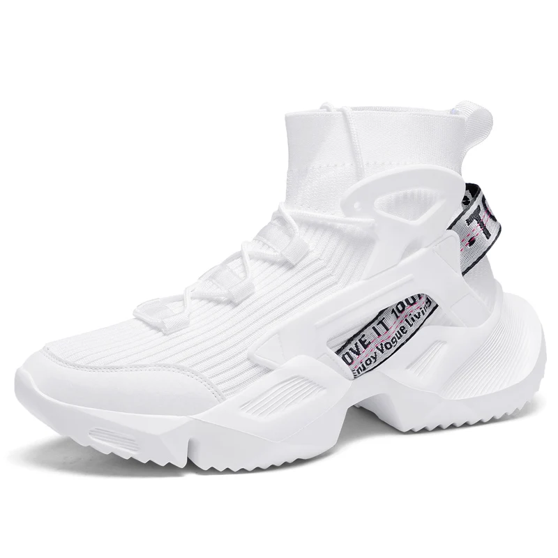 

New Men's Hiking Shoes High top Breathable Thick Sole Running Shoes Fashion Cushioning Trendy Sports Shoes Lightweight Socks Sho