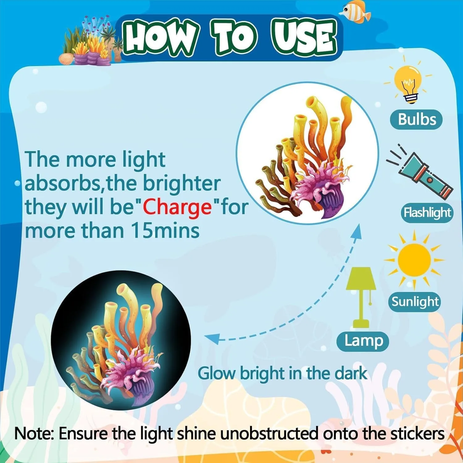 The Underwater World Luminous Stickers Glow In The Dark For Children's Room Ceiling Bedroom Ocean Fluorescent Decals Room Decor