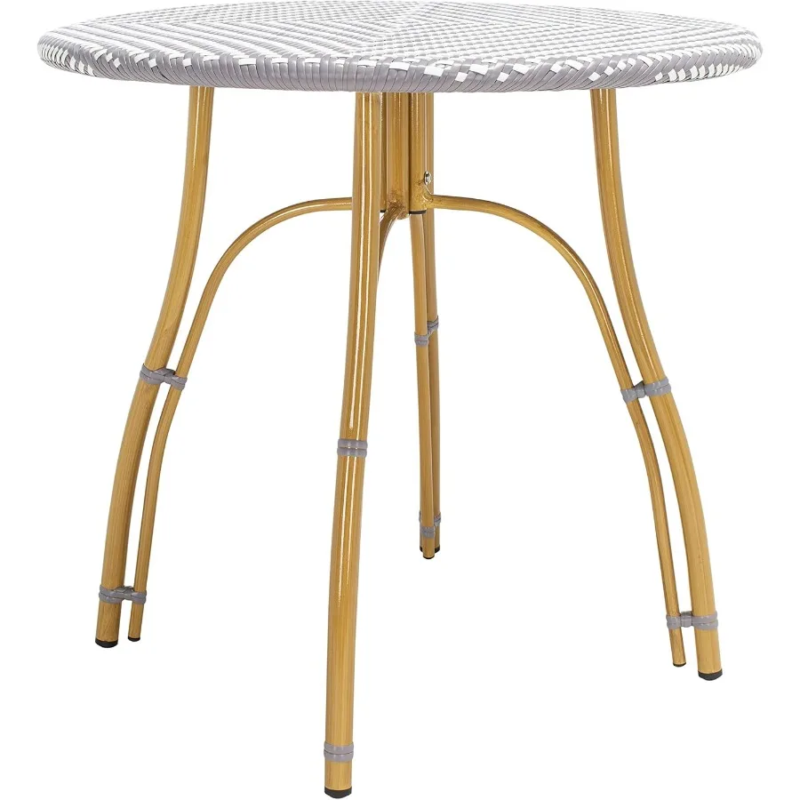 PAT4011B Outdoor Collection Kylie Grey and White Rattan Bistro Table