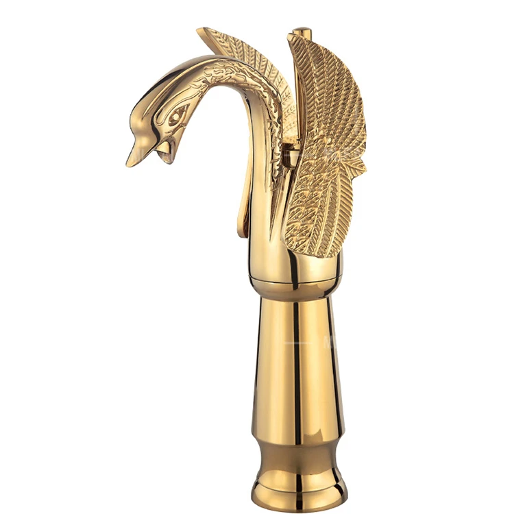 

Luxury Bathroom Design Ti-PVD Golden Gooseneck Sink Faucet,single Hole Swan Neck Tap,polish Gold Goose Neck Faucet
