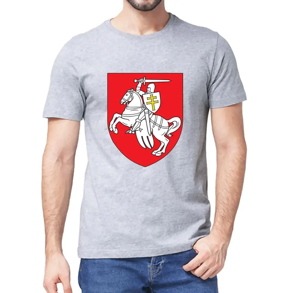 Unisex 100% Cotton Coat of arms of Belarus Pogonya White Red White Flag Protest Symbol Fashion Men T-Shirt Women Soft Top Tee