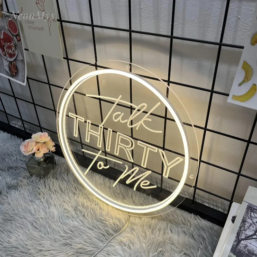 Talk Thirty To Me Carved Neon Sign LED Flex Neon Night Light for Party Room Wall Decoration Birthday Gifts Support Custom